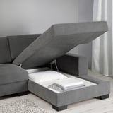 SÖRVALLEN 3-seat sofa-bed with chaise longue, right/Tallmyra medium grey