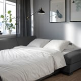 SÖRVALLEN 3-seat sofa-bed with chaise longue, right/Tallmyra medium grey