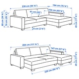 SÖRVALLEN 3-seat sofa-bed with chaise longue, right/Tallmyra medium grey