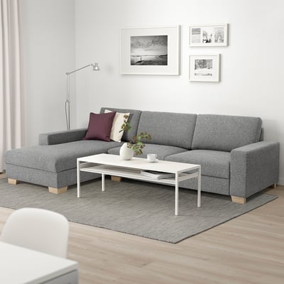 SÖRVALLEN 4-seat sofa, with chaise longue, left/Lejde grey/black