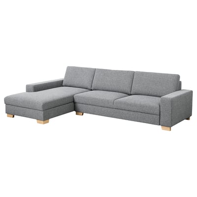 SÖRVALLEN 4-seat sofa, with chaise longue, left/Lejde grey/black