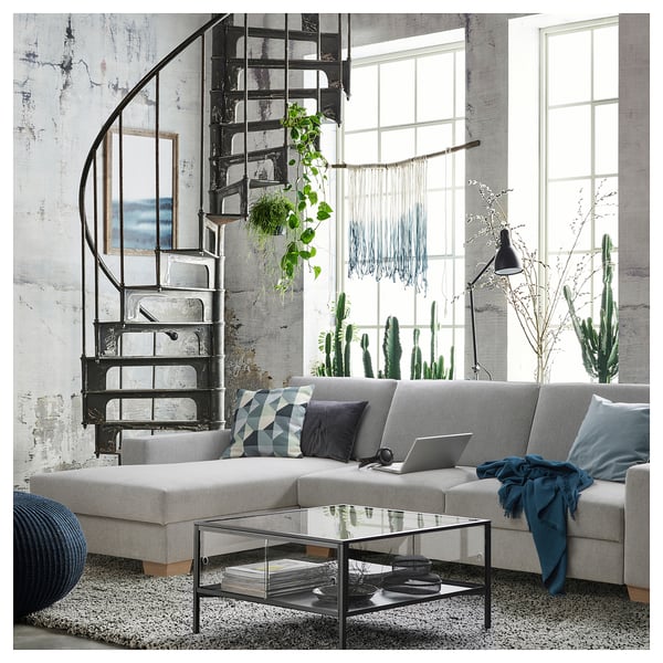 SÖRVALLEN 4-seat sofa, with chaise longue, left/Tallmyra black/white