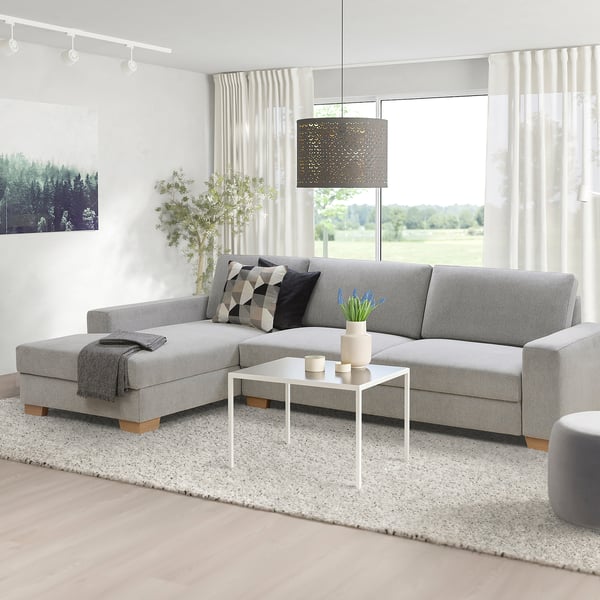 SÖRVALLEN 4-seat sofa, with chaise longue, left/Tallmyra black/white