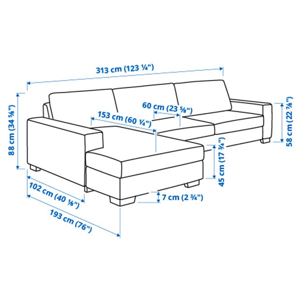 SÖRVALLEN 4-seat sofa, with chaise longue, left/Tallmyra medium grey