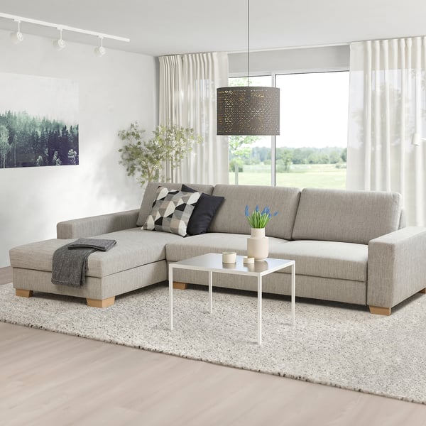 SÖRVALLEN 4-seat sofa, with chaise longue, left/Viarp beige/brown