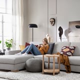 SÖRVALLEN 4-seat sofa, with chaise longue, left/Viarp beige/brown