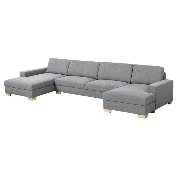 SÖRVALLEN 5-seat sofa, with chaise longues/Lejde grey/black