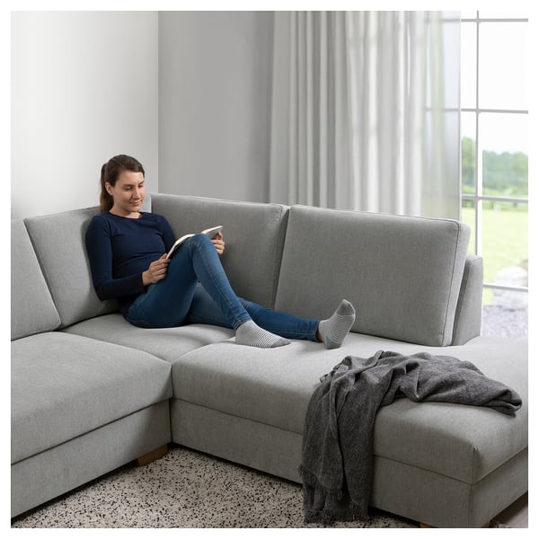 SÖRVALLEN Corner sofa, 3-seat, with open end, right/Tallmyra black/white