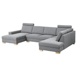 SÖRVALLEN Corner sofa, 4-seat, with chaise longue, left/Lejde grey/black