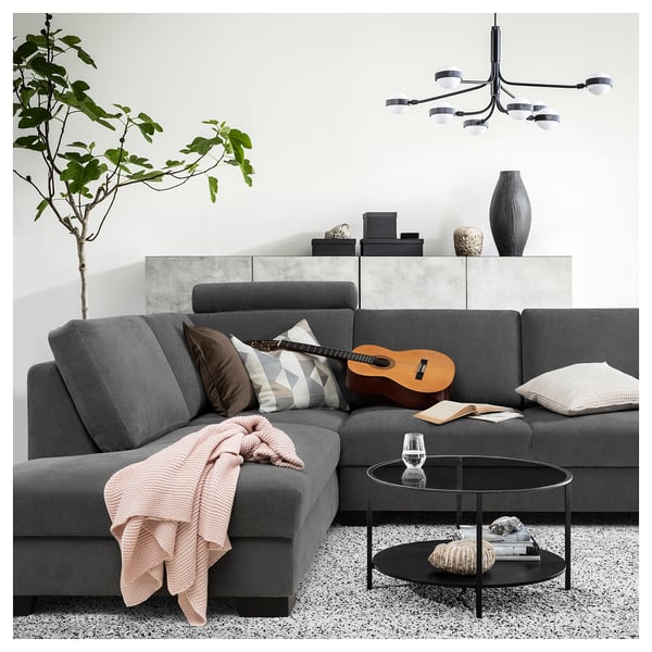 SÖRVALLEN Corner sofa, 4-seat, with chaise longue, right/Tallmyra medium grey