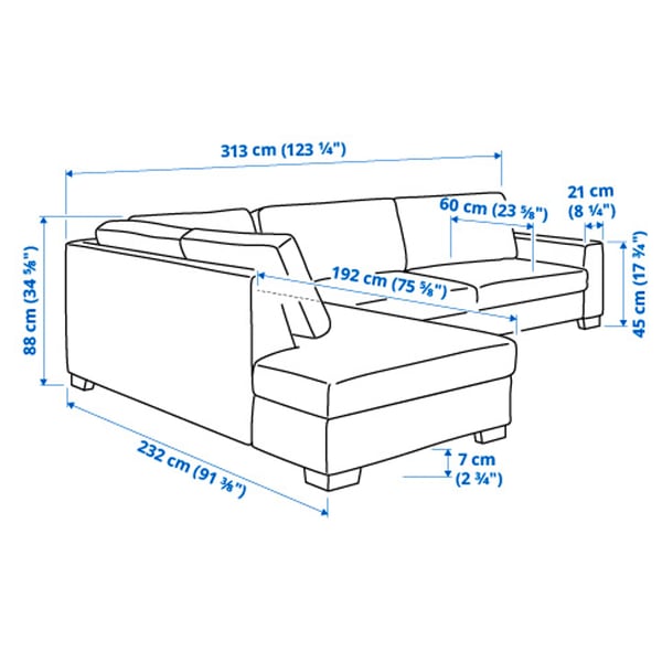 SÖRVALLEN Corner sofa, 4-seat, with open end, left/Lejde grey/black