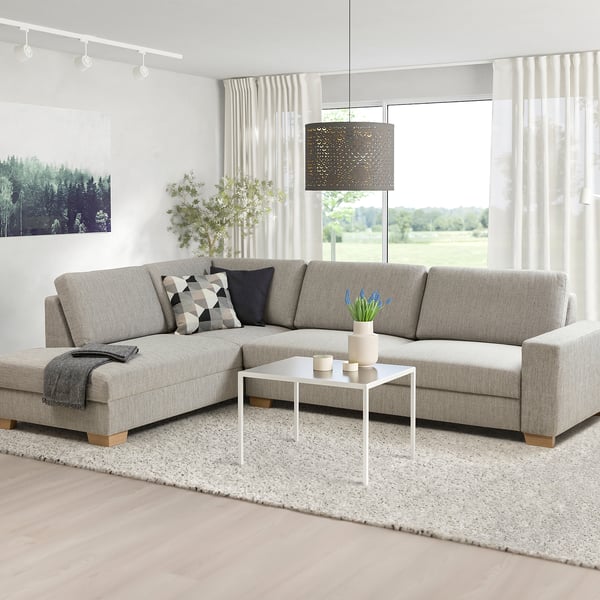 SÖRVALLEN Corner sofa, 4-seat, with open end, left/Viarp beige/brown