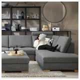 SÖRVALLEN Corner sofa, 4-seat, with open end, right/Lejde grey/black