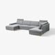 SÖRVALLEN Corner sofa, 5-seat, with chaise longue, left/Lejde grey/black