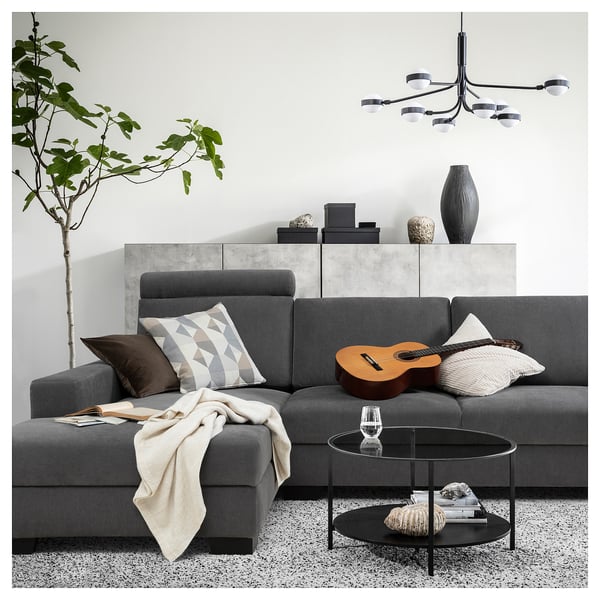 SÖRVALLEN Corner sofa, 5-seat, with chaise longue, left/Tallmyra medium grey