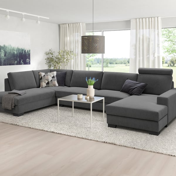 SÖRVALLEN Corner sofa, 5-seat, with chaise longue, right/Tallmyra medium grey