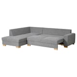 SÖRVALLEN Corner sofa-bed, 3-seat, with open end, left/Lejde grey/black