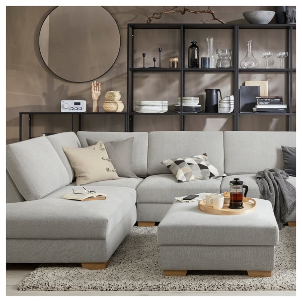 SÖRVALLEN Corner sofa-bed, 3-seat, with open end, left/Tallmyra black/white