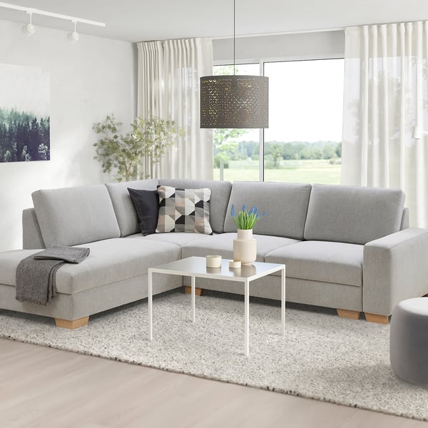 SÖRVALLEN Corner sofa-bed, 3-seat, with open end, left/Tallmyra black/white