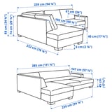 SÖRVALLEN Corner sofa-bed, 3-seat, with open end, left/Tallmyra black/white