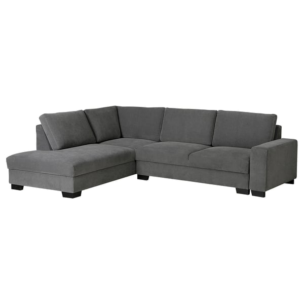 SÖRVALLEN Corner sofa-bed, 3-seat, with open end, left/Tallmyra medium grey