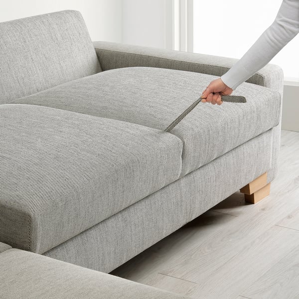 SÖRVALLEN Corner sofa-bed, 3-seat, with open end, left/Viarp beige/brown