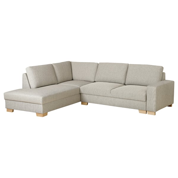SÖRVALLEN Corner sofa-bed, 3-seat, with open end, left/Viarp beige/brown