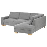 SÖRVALLEN Corner sofa-bed, 3-seat, with open end, right/Lejde grey/black