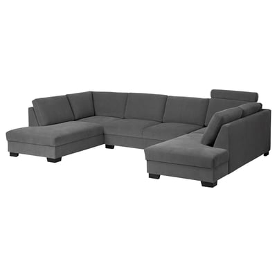 SÖRVALLEN U-shaped sofa, 4-seat, Tallmyra medium grey