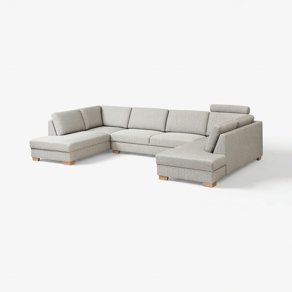 SÖRVALLEN U-shaped sofa, 5-seat, with open ends/Viarp beige/brown