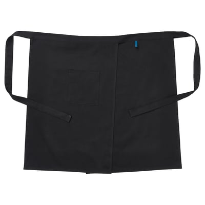 Black SOLUPPGÅNG apron, plain design, cotton and polyester mix.