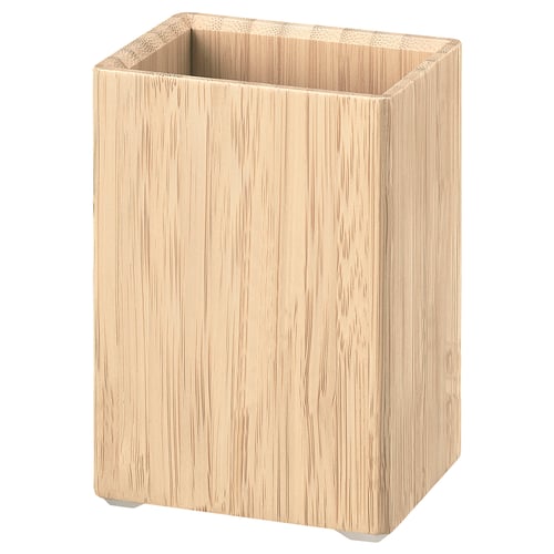 STEGESUND bamboo waste bin, square light brown, modern design.