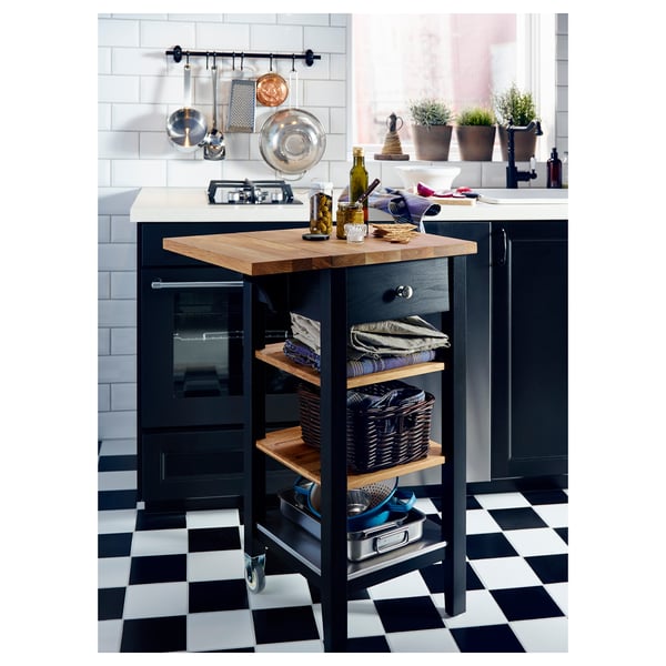 STENSTORP kitchen trolley, blackbrown/oak, 45x43x90 cm IKEA Switzerland