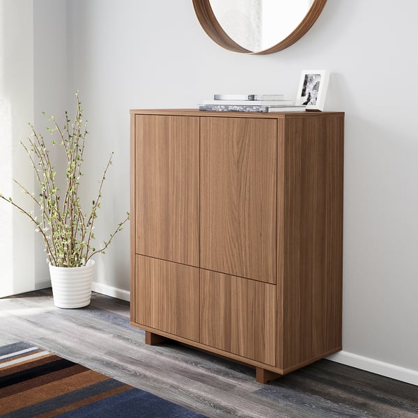 STOCKHOLM Cabinet with 2 drawers, walnut veneer, 90x107 cm