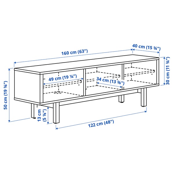 STOCKHOLM TV bench, walnut veneer, 160x40x50 cm