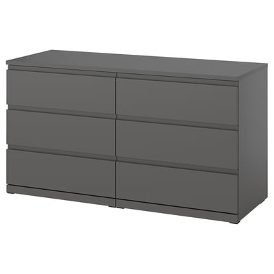 STORKLINTA Chest of 6 drawers, dark grey, 140x50x75 cm