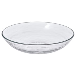 STRANDKRABBA glass bowl: hammered texture, stackable, dishwasher safe.