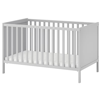 SUNDVIK Cot, grey, 70x140 cm