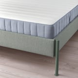 TÄLLÅSEN Upholstered bed frame with mattress, Kulsta grey-green/Valevåg medium firm, 180x200 cm