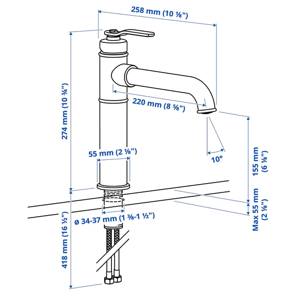 TAKSJÖN Kitchen mixer tap top lever, stainless steel colour