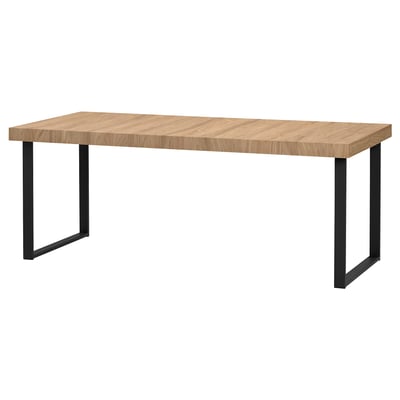 TARSELE Extendable table, oak veneer/black, 210/268x90 cm