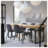 TARSELE Extendable table, oak veneer/black, 210/268x90 cm