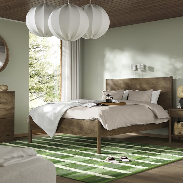 TONSTAD Bed frame, brown stained oak veneer, 140x200 cm