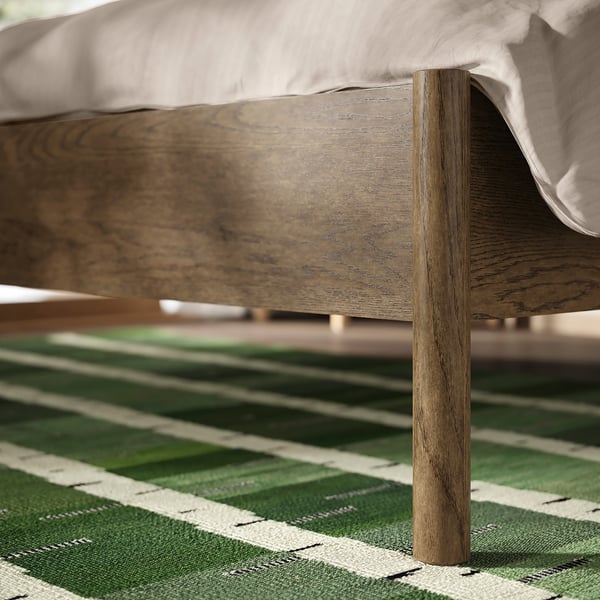 TONSTAD Bed frame, brown stained oak veneer, 140x200 cm