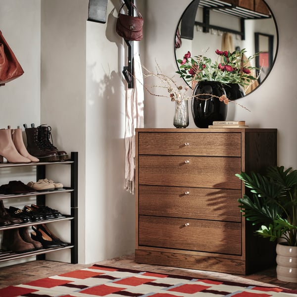 TONSTAD Chest of 4 drawers, brown stained oak veneer, 82x47x90 cm