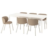 TONSTAD / KRYLBO Table and 6 chairs, off-white/Tonerud dark beige, 200x85 cm