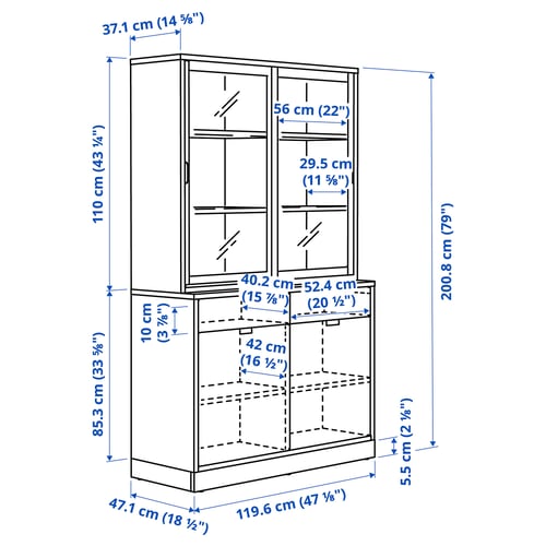 Illustration with measurements for the product: TONSTAD.