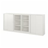 TONSTAD Storage combination w sliding doors, off-white/clear glass, 282x37x116 cm