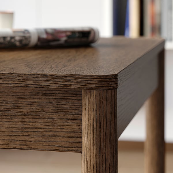 TONSTAD / TONSTAD Table and 2 chairs, brown oak veneer/Bomstad golden brown brown oak effect, 80/120x70 cm