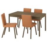 TONSTAD / TONSTAD Table and 4 chairs, brown oak veneer/Bomstad golden brown brown oak effect, 140/196x85 cm